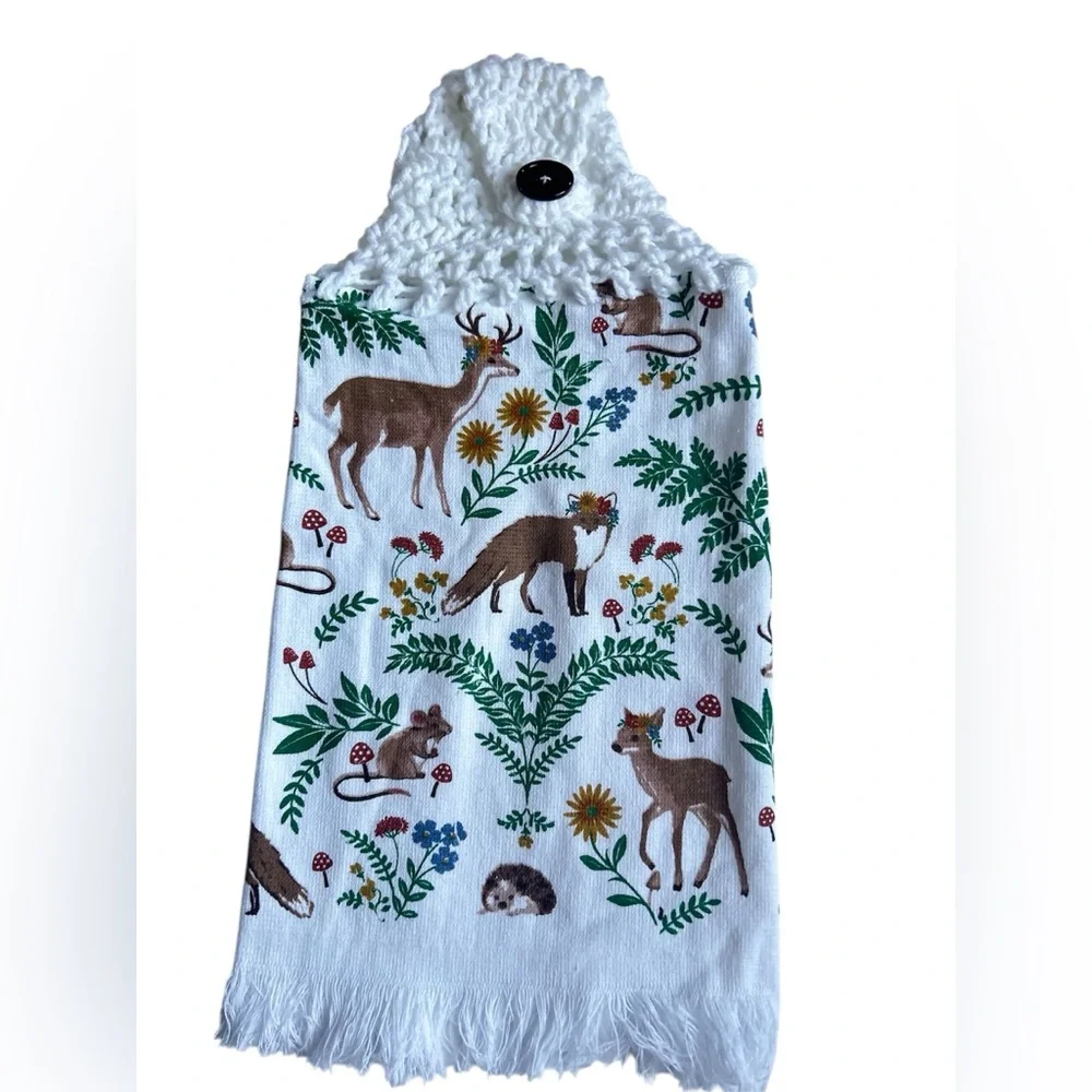 Hand Crafted Nature-Inspired Hanging Kitchen Hand Towel Crochet Top